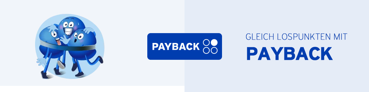 PAYBACK Banner mit Schriftzug: Punkten und sparen mit PAYBACK