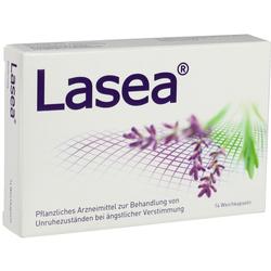Eine Packung Lasea, ein pflanzliches Mittel gegen Unruhe und Angst.
