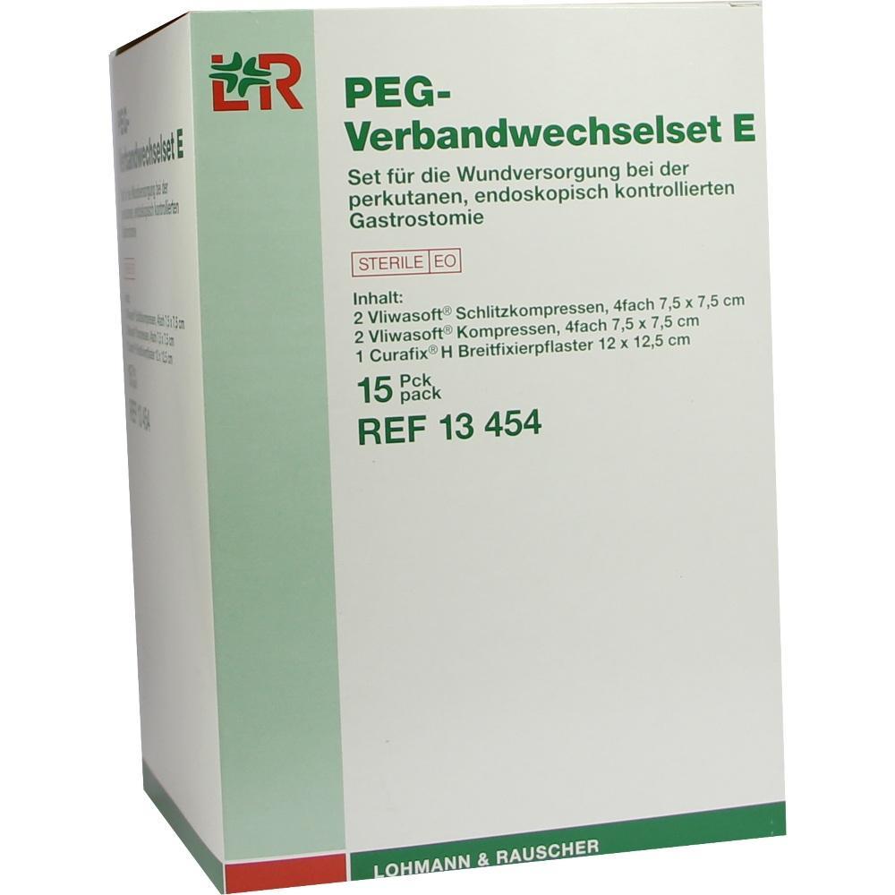 Verpackung eines PEG-Verbandwechselsets für medizinische Wundversorgung.