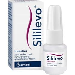 Eine Flasche Sililevo Nagelpflege und die dazugehörige Verpackung.