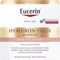 Verpackung einer Anti-Aging-Creme von Eucerin mit Hyaluron-Filler und LSF 30.