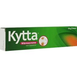 Grüne Verpackung einer Kytta-Wärmecreme mit Capsaicin, 50 g.